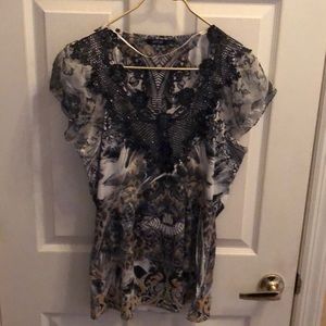 Apt 9 Black Floral Lace Top Sz Large